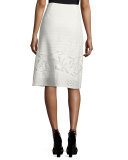 Mirabel A-line Cotton Eyelet Skirt, White