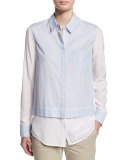 Layered Striped Button-Down Shirt