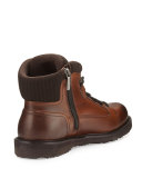 Leather Hiking Boot with Wool Trim, Cognac