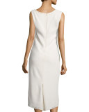 Sleeveless Asymmetric-Neck Bias-Cut Dress, Cream