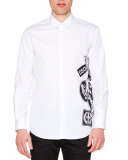 Side Logo-Graphic Long-Sleeve Shirt, White