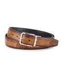 Reversible Scripto Leather Belt, Black/Brown