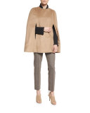Marta Double-Faced Wool-Blend Cape, Gingersnap