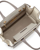 Boulevard 28 Tricolor Vitello Leather Satchel Bag, Gray/White