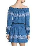 Loretta Off-the-Shoulder Embroidered Gauze Dress