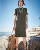 Short-Sleeve Round-Neck Jersey Dress, Petite 