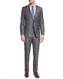 Huge Genius Slim-Fit Basic Sharkskin Suit, Gray/Teal