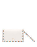 Rolling Rockstud Small Flap Clutch Bag, Ivory
