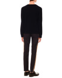 Large-Zip Crewneck Sweater, Navy