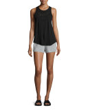 Tap Speckled-Print Shorts, Heather Gray/Black