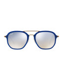 Men's Gradient Flash Square Aviator Sunglasses, Blue/Bronze-Copper
