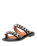Double-Chain Flat Sandal, Black