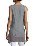 Aoko Sleeveless Embroidered Linen Tunic 