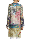 Shiro Printed Button-Front Silk Tunic, Multi, Plus Size