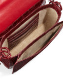 Small Crocodile Chain Crossbody Bag, Red Shiny