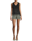 Owen Embroidered Top W/Tassel Trim