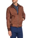 Quilted Leather Bomber Jacket, Brown