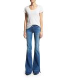 Love Story Flare-Leg Side-Slit Jeans with Released Hem, Angelic