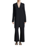 Dala Wide-Leg Pull-On Pants, Navy