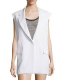 Crepe Oversized Open-Back Vest, Chalk