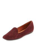 Erica Perforated Suede Loafer, Oxblood