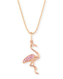 Pavé Diamond & Pink Sapphire Flamingo Charm Necklace