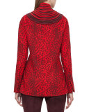 Massai-Collar Cheetah-Print Blouse, Miracle Berry