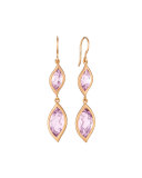 18K Rose Gold & Rose de France Amethyst Leaf Double-Drop Earrings