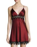 Lace-Trim Silk Chemise, Bordeaux