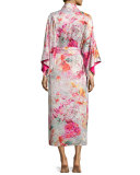 Autumn Satin Lounge Long Robe, Multicolor
