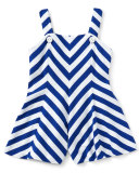 Sleeveless Striped Jersey Romper, Blue, Size 9-24 Months