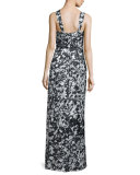 Selena Asymmetric-Neck Floral Gown, Rorschach