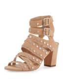 Galia Studded Strappy Sandal, Nude/Silver
