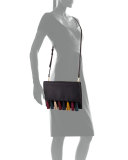 Sofia Leather Tassel Clutch Bag, Black/Multi