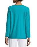 Long-Sleeve Round-Neck T-Shirt, Teal