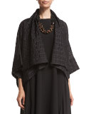 Short-Sleeve Open-Front Cropped Jacket, Black