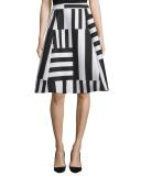 striped a-line midi skirt