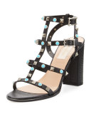 Rockstud Rolling 90mm City Sandal, Nero
