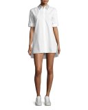 Camron Embellished-Collar Tunic Shirtdress, White