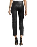 Cropped Napa Leather Leggings, Black