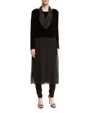 Beaded Whisper Silk Infinity Scarf, Black