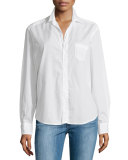 Eileen Button-Front Poplin Shirt, White