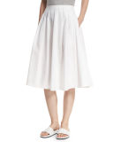 Pleated Midi A-Line Skirt