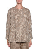 Laser-Cut Suede & Georgette Jacket, Beige