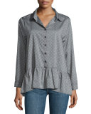The Drop Ruffle Polka-Dot Oxford Shirt