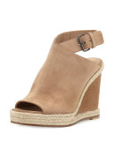 Evangeline Suede Wedge Sandal, Sand
