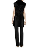 Cyrene Shearling & Fox Fur Vest, Black