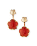 Bon Ton Carnelian Flower Jacket Earrings in 18K Rose Gold