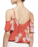 Adorlee Floral-Print Cold-Shoulder Top