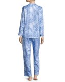 Printed Cotton Sateen Pajama Set, Blue